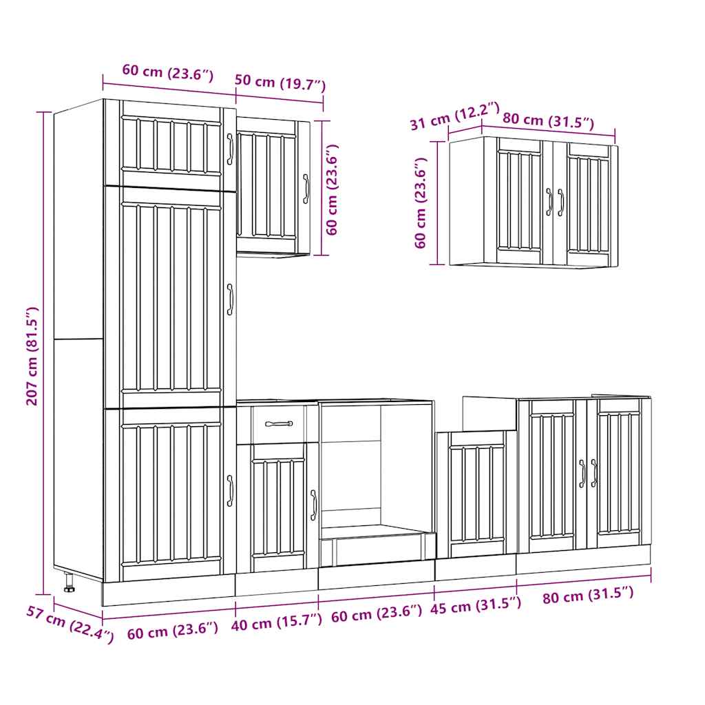 7-Piece Kitchen Cabinet Set "Kalmar" White Engineered Wood