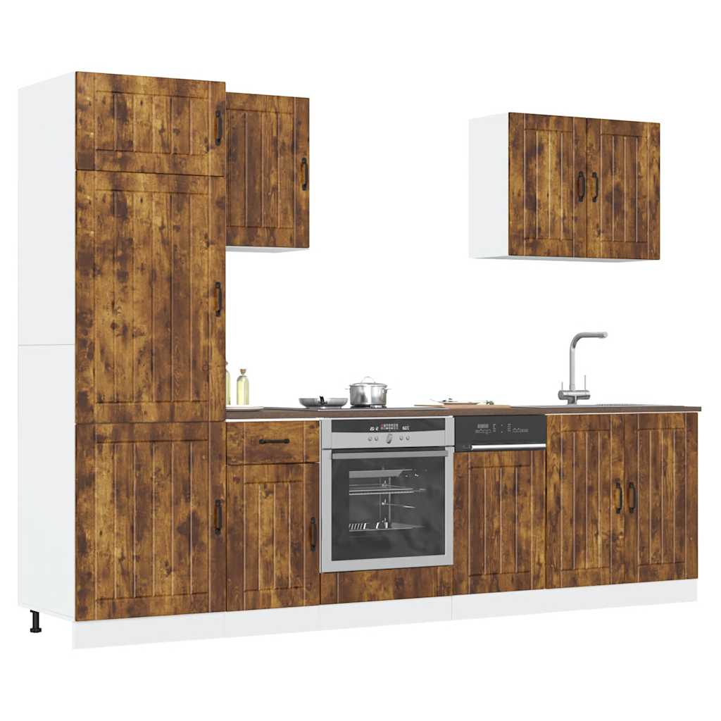 7-piece kitchen cabinet set "Kalmar" smoked oak Wood