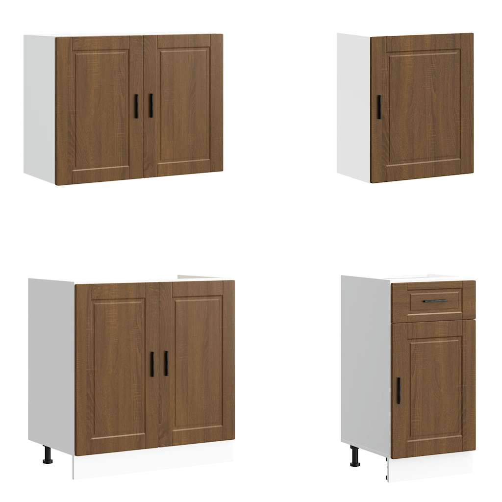 7-piece kitchen cabinet set "Kalmar" oak brown wood