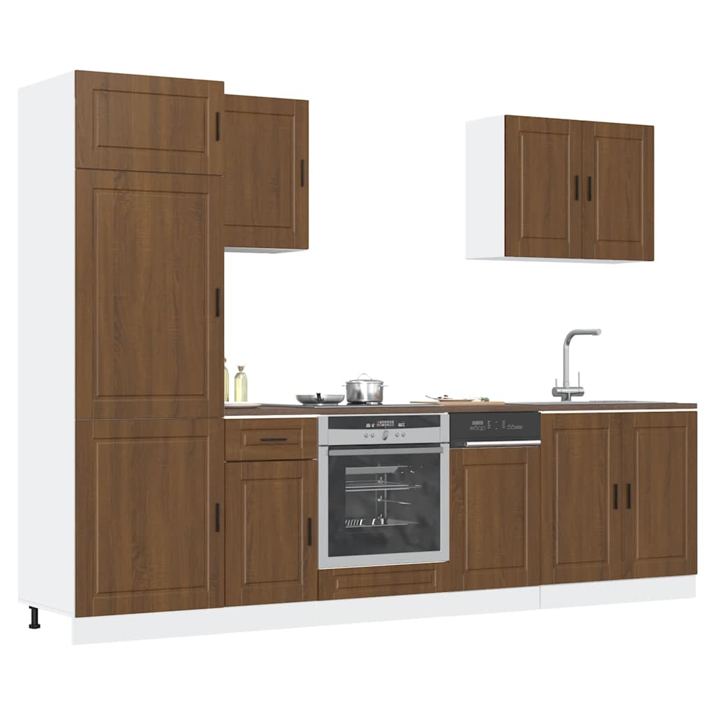 7-piece kitchen cabinet set "Kalmar" oak brown wood