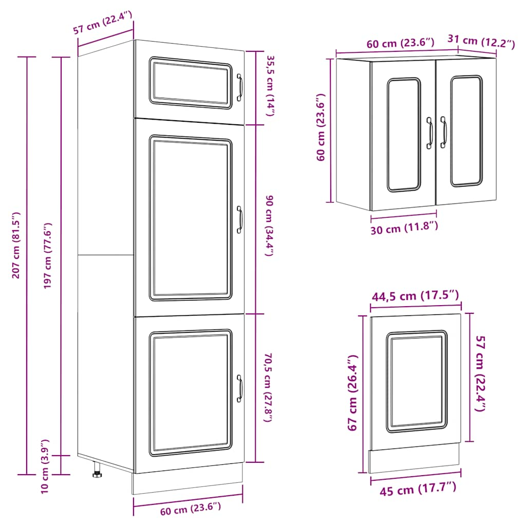 8-piece kitchen cabinet set "Kalmar" Old wood wood