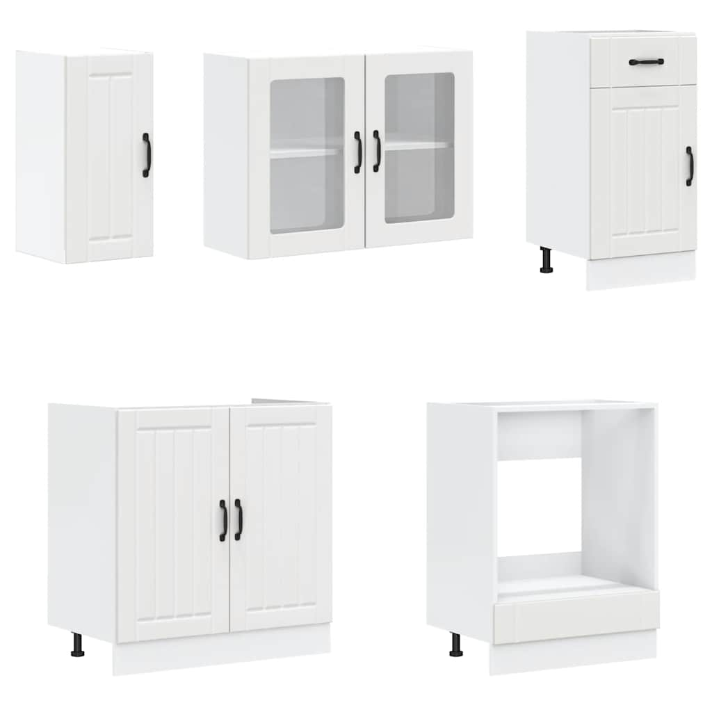 8-Piece Kitchen Cabinet Set "Kalmar" White Engineered Wood