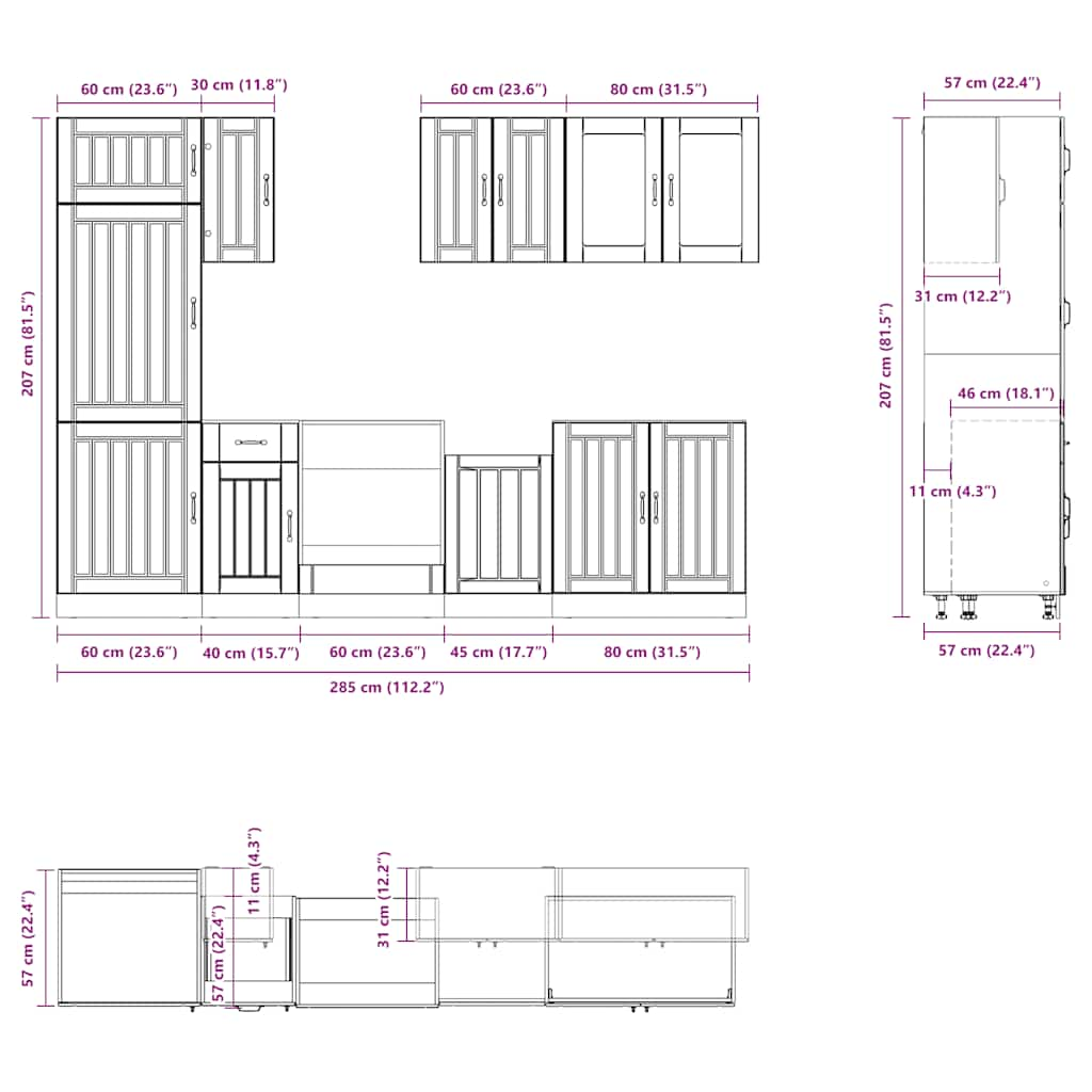 8-Piece Kitchen Cabinet Set "Kalmar" White Engineered Wood