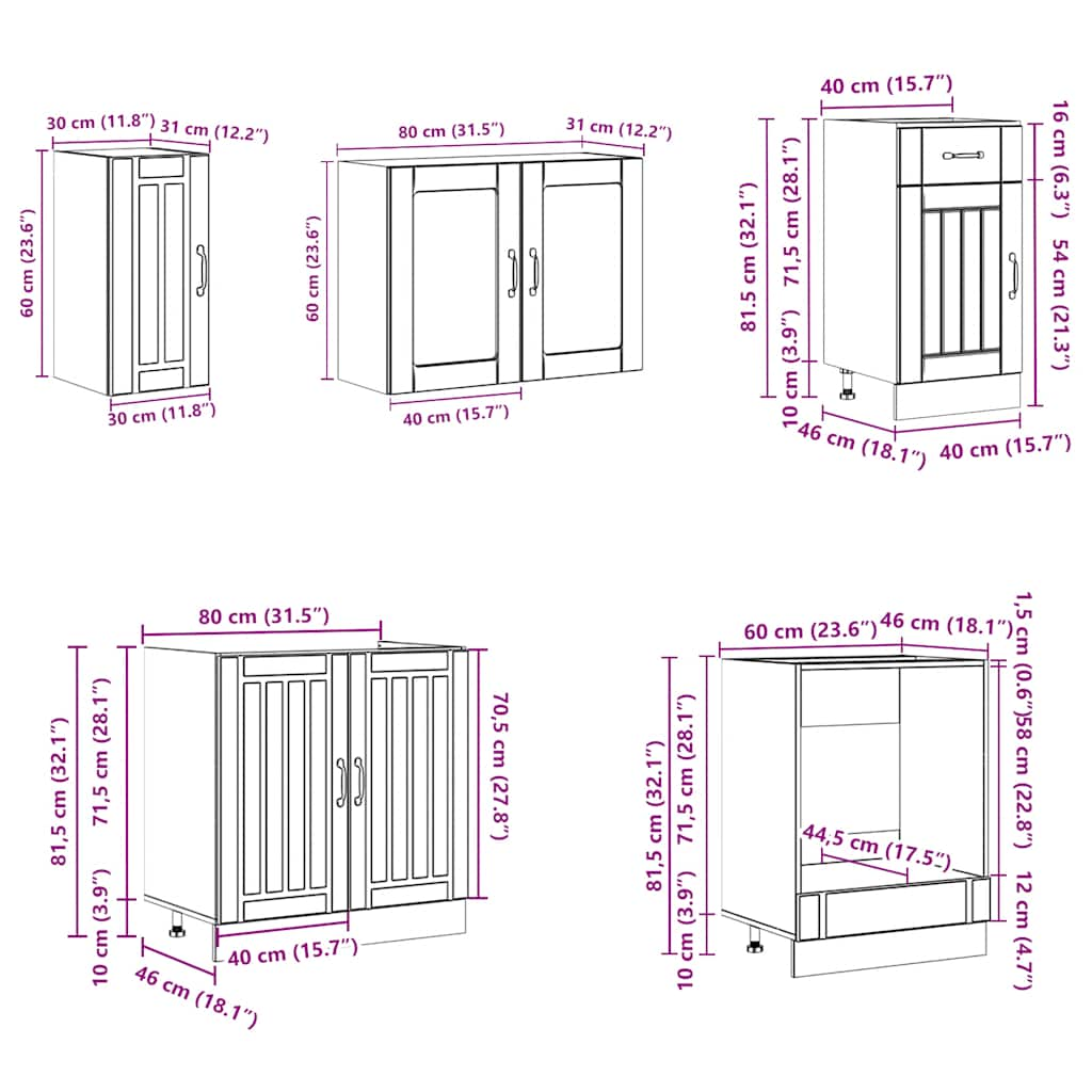 8-Piece Kitchen Cabinet Set "Kalmar" White Engineered Wood