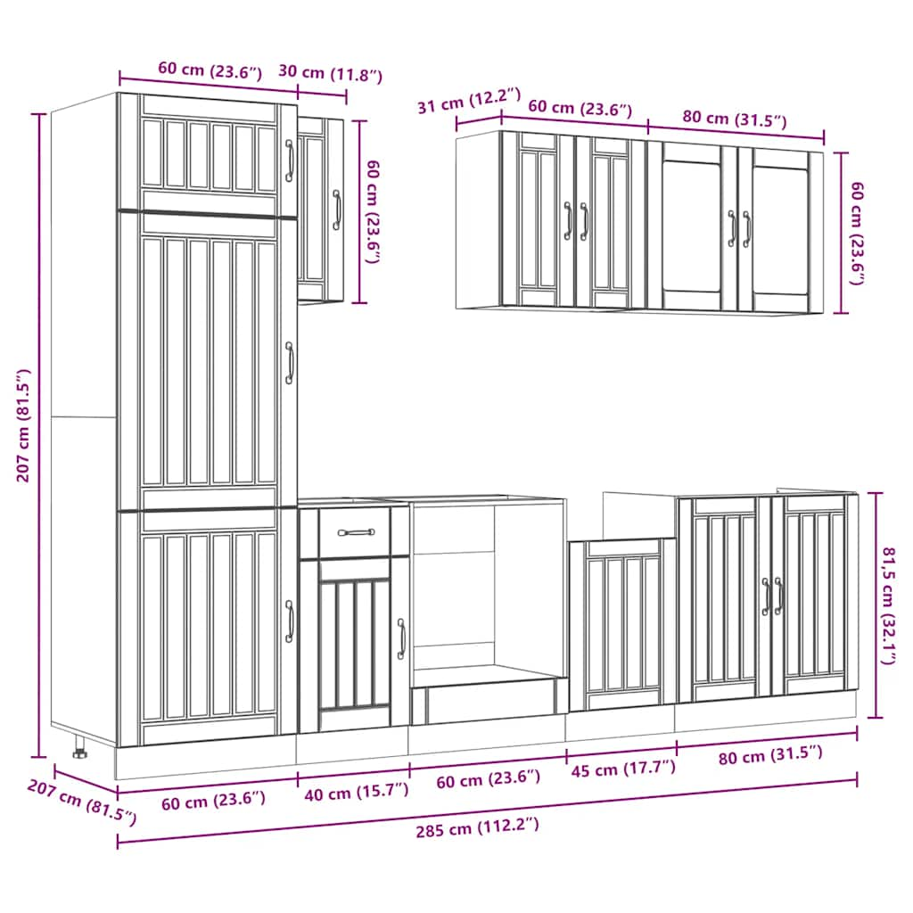 8-Piece Kitchen Cabinet Set "Kalmar" White Engineered Wood