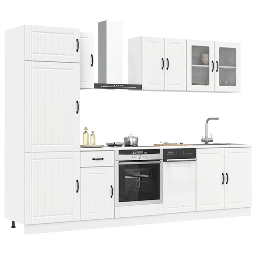 8-Piece Kitchen Cabinet Set "Kalmar" White Engineered Wood