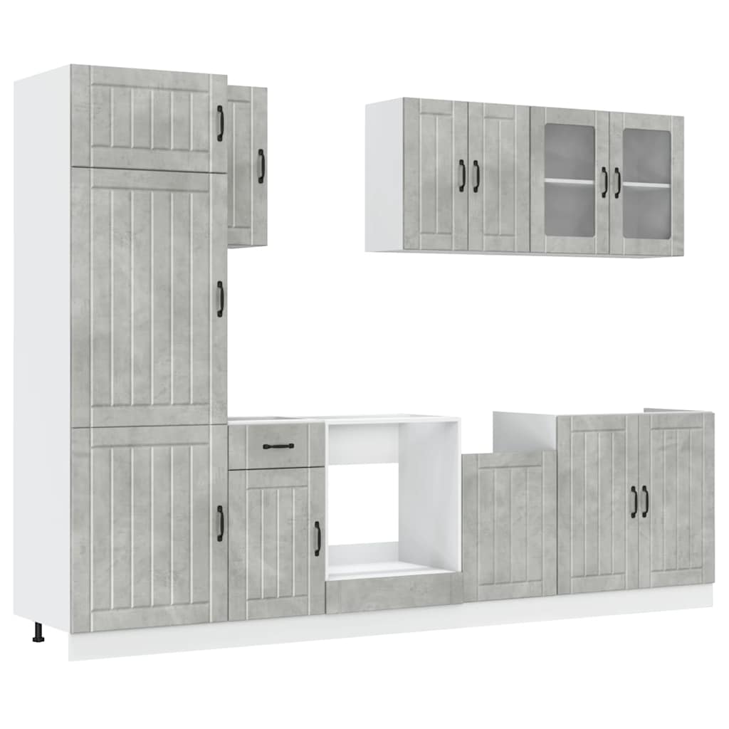 8-piece kitchen cabinet set "Kalmar" concrete gray Wood