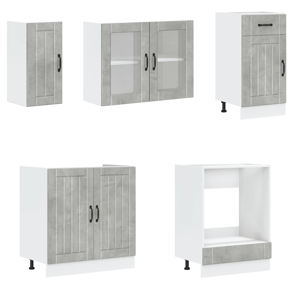 8-piece kitchen cabinet set "Kalmar" concrete gray Wood