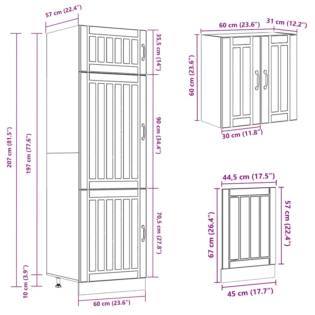 8-piece kitchen cabinet set "Kalmar" concrete gray Wood