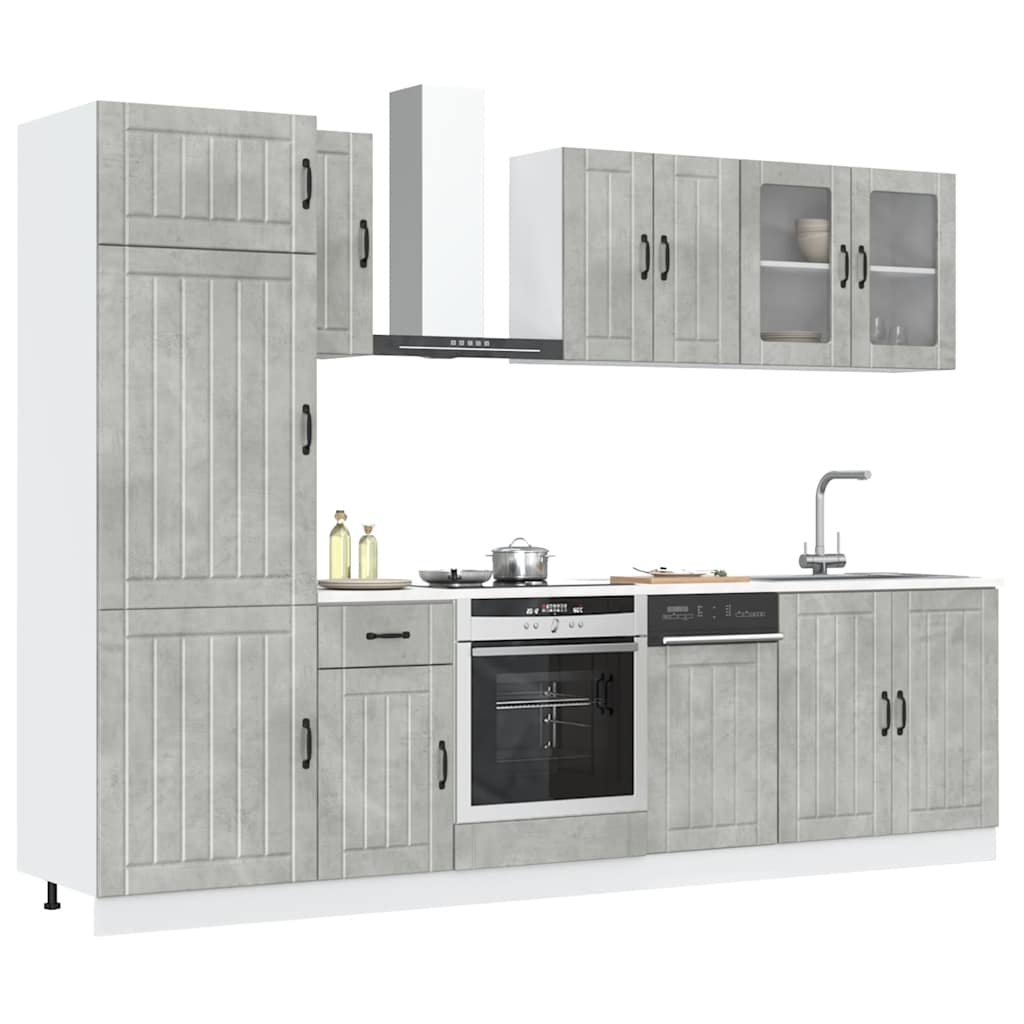 8-piece kitchen cabinet set "Kalmar" concrete gray Wood