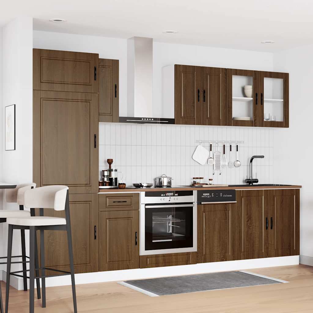 8-piece kitchen cabinet set "Kalmar" oak brown wood