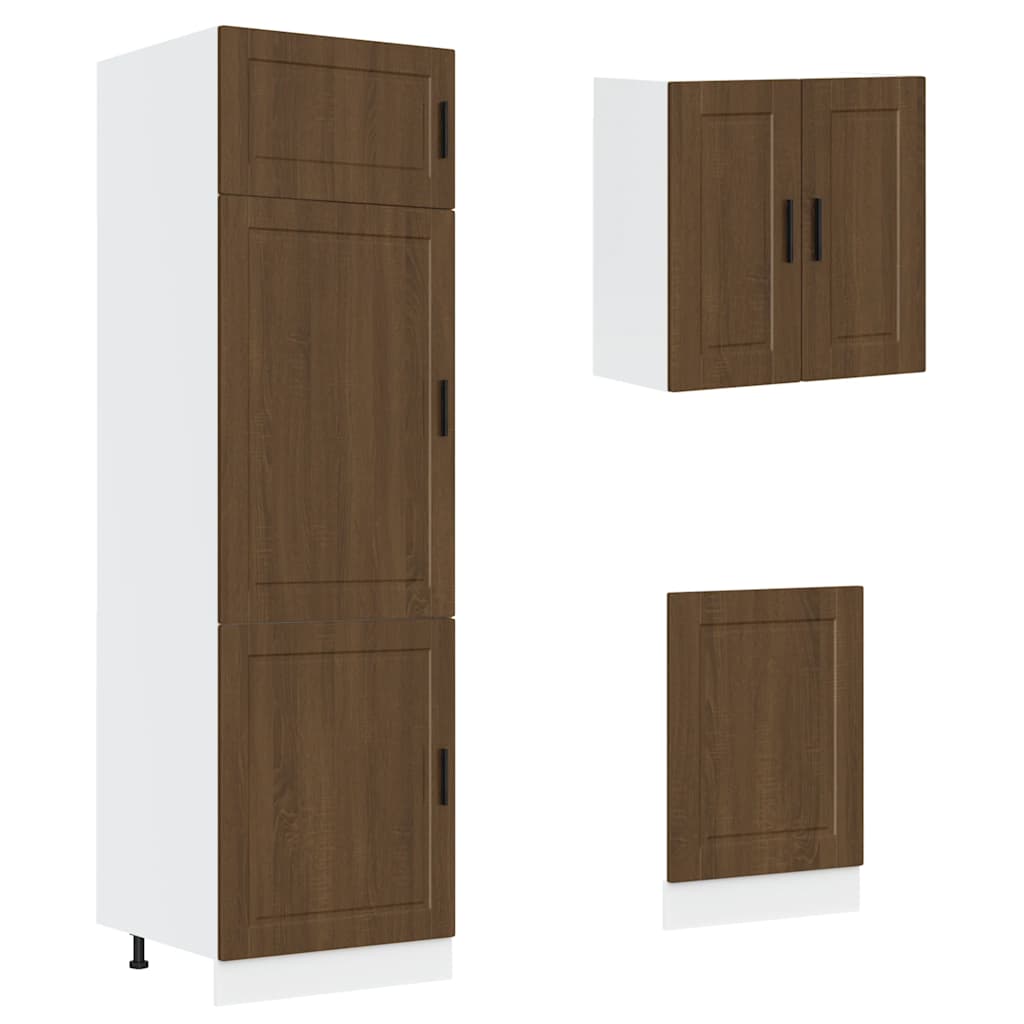 8-piece kitchen cabinet set "Kalmar" oak brown wood