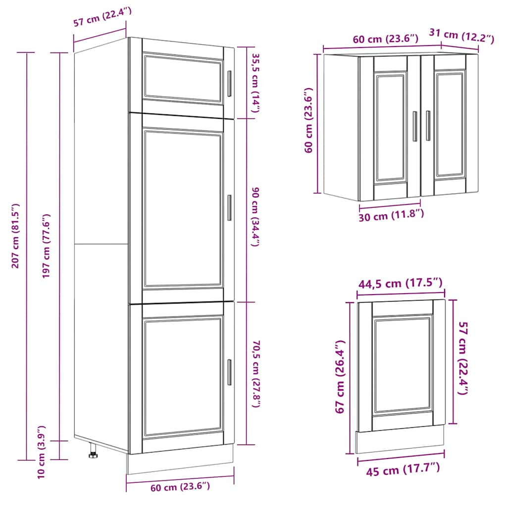 8-piece kitchen cabinet set "Kalmar" oak brown wood