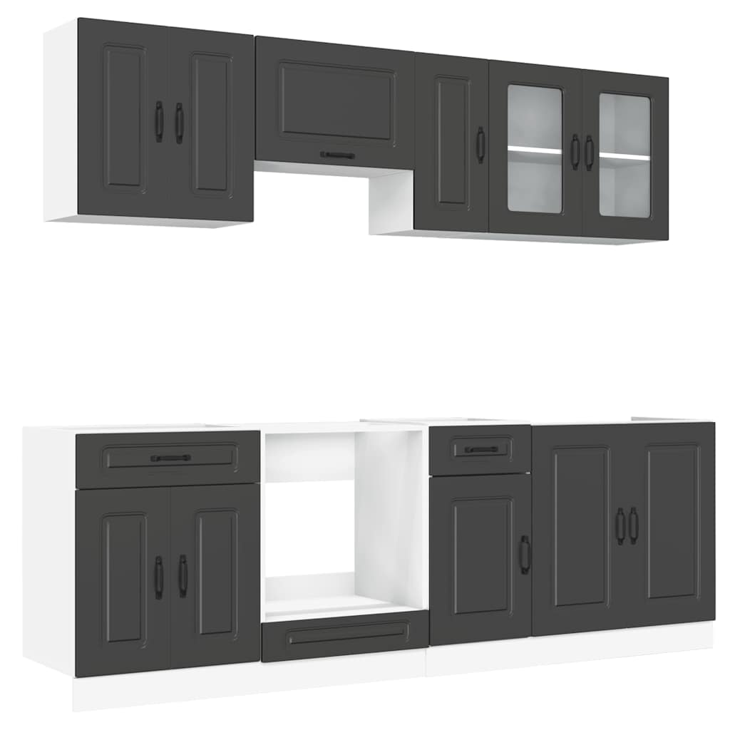 8-piece kitchen cabinet set "Kalmar" black processed wood