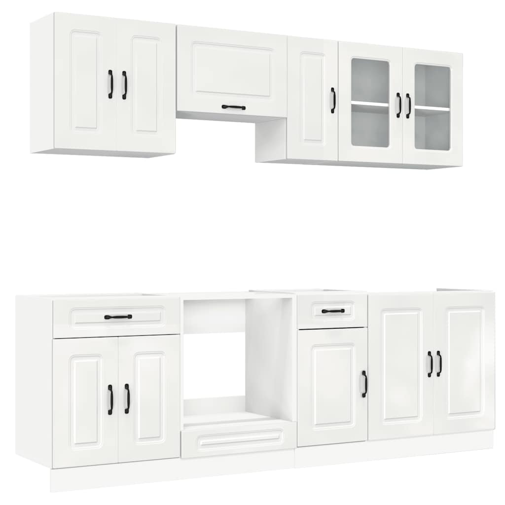 8-piece kitchen cabinet set "Kalmar" glossy white Wood