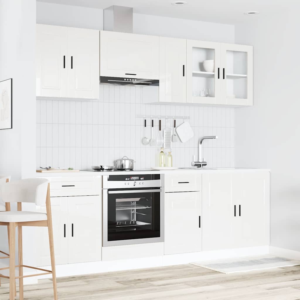 8-piece kitchen cabinet set "Kalmar" glossy white Wood