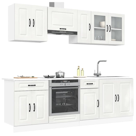 8-piece kitchen cabinet set "Kalmar" glossy white Wood