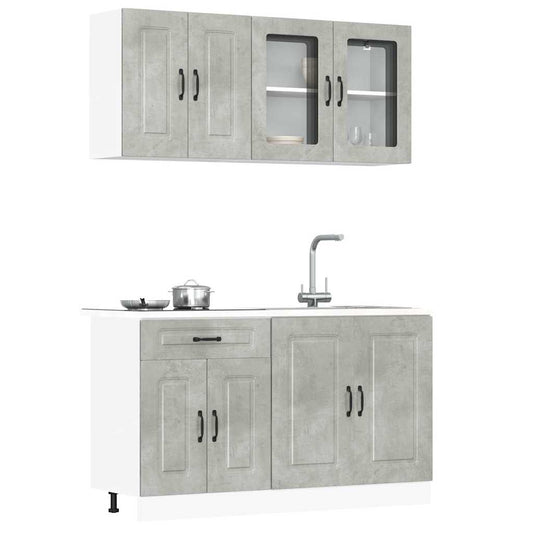 4-piece kitchen cabinet set "Kalmar" concrete gray Wood