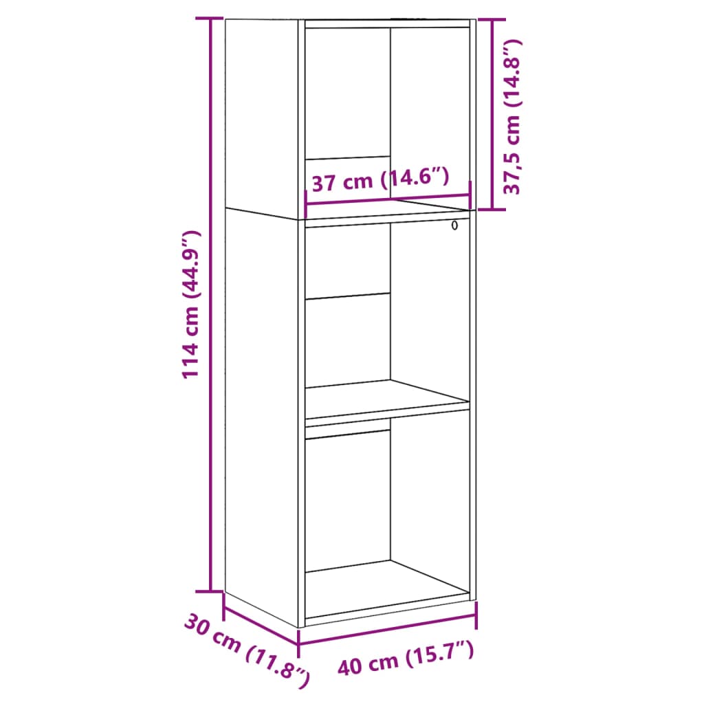 Bookcase, old wood, 40x30x114 cm, processed wood