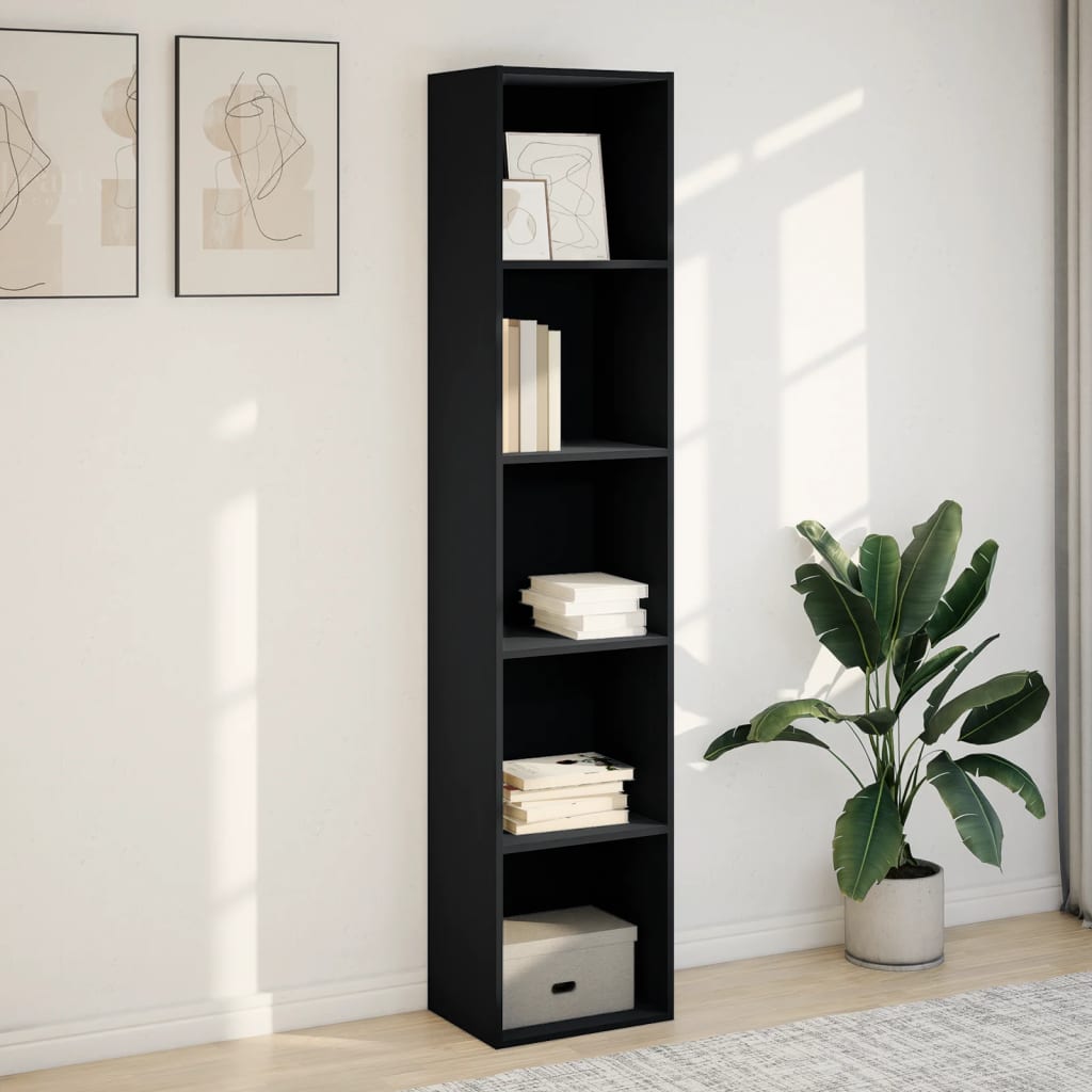 Bookcase, black, 40x30x189 cm, processed wood