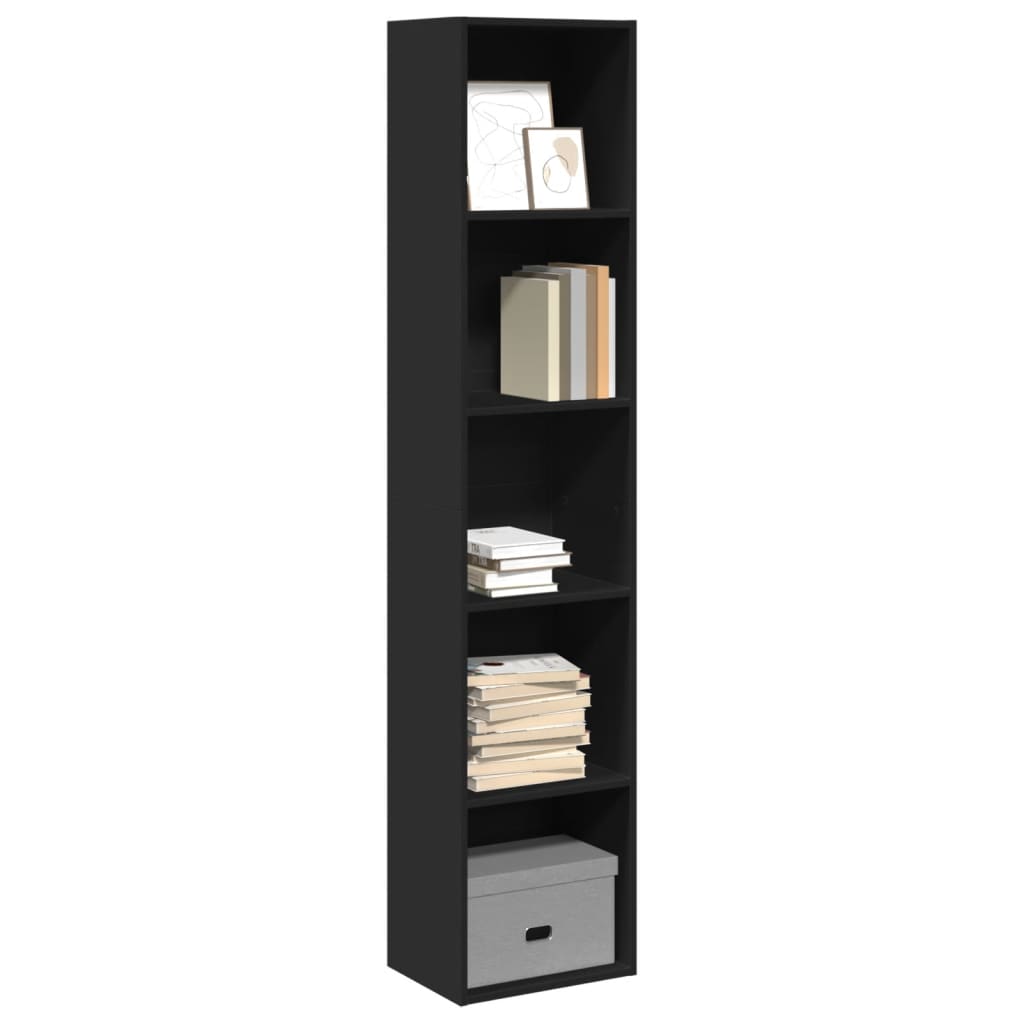 Bookcase, black, 40x30x189 cm, processed wood