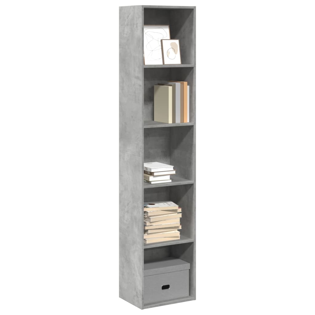 Bibliotecă, gri beton, 40x30x189 cm, lemn prelucrat