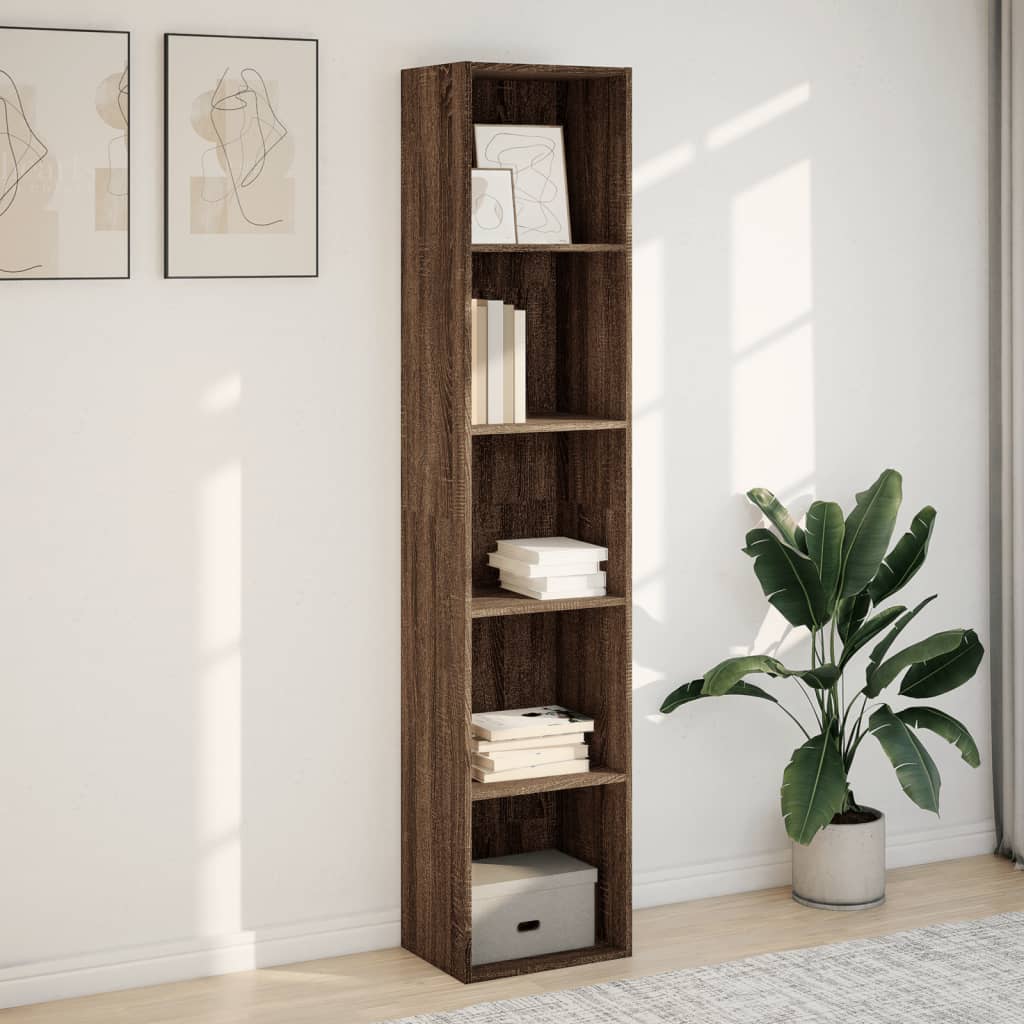 Bookcase, brown oak, 40x30x189 cm, processed wood