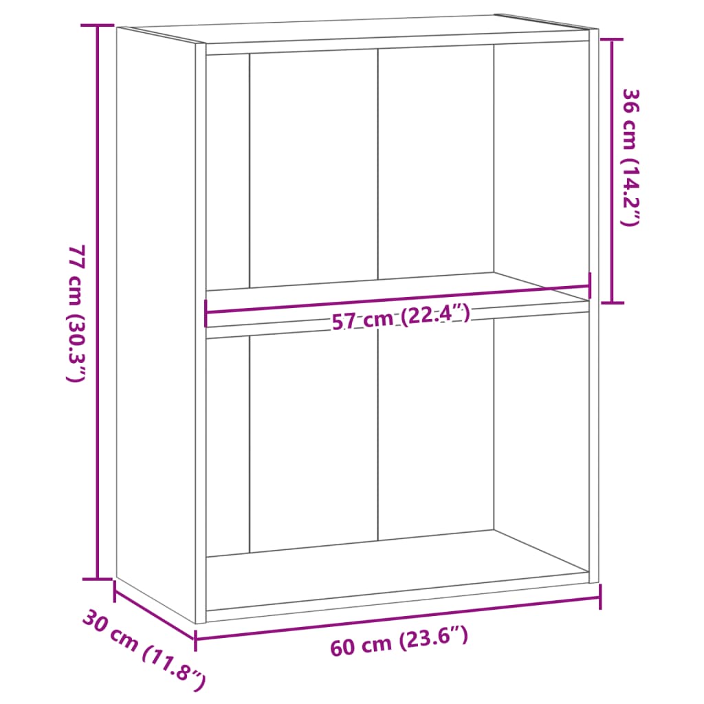 Bookcase, smoky oak, 60x30x77 cm, engineered wood