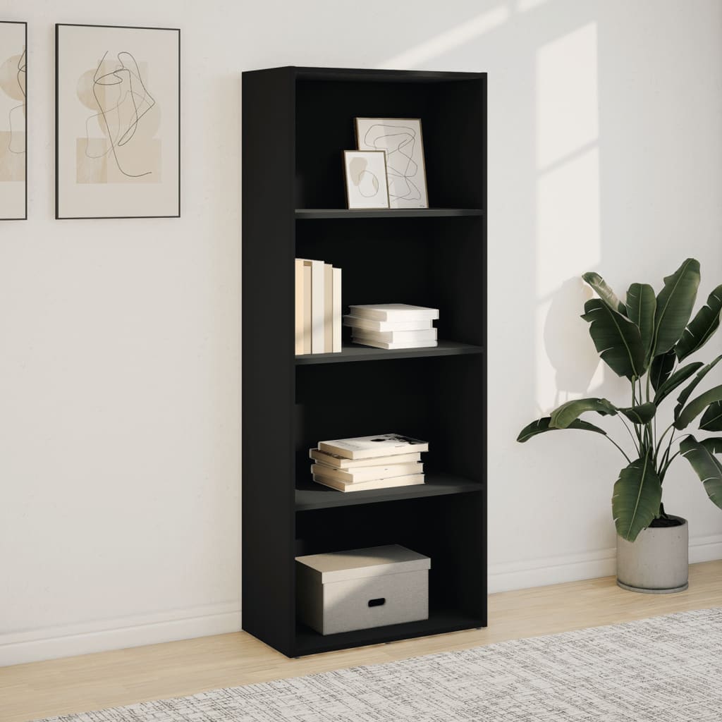 Bookcase, black, 60x30x152 cm, processed wood