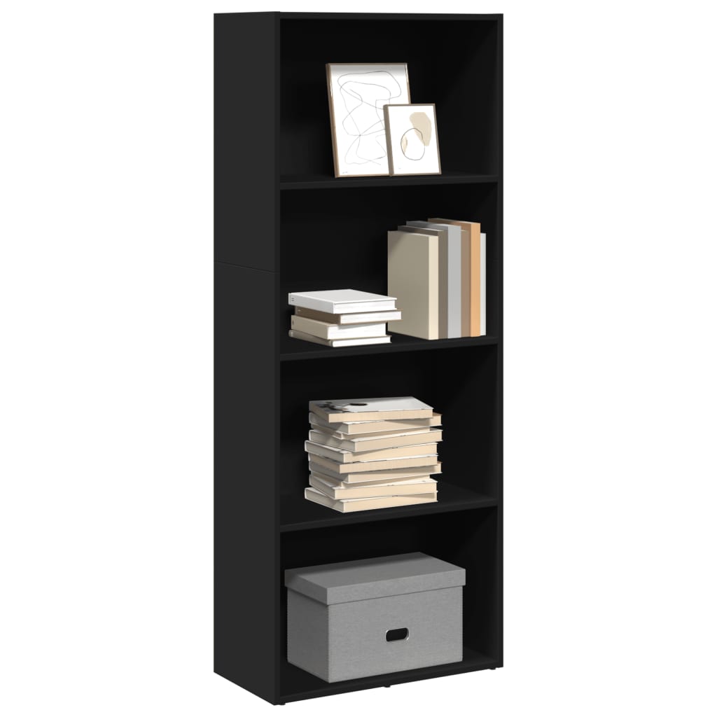 Bookcase, black, 60x30x152 cm, processed wood