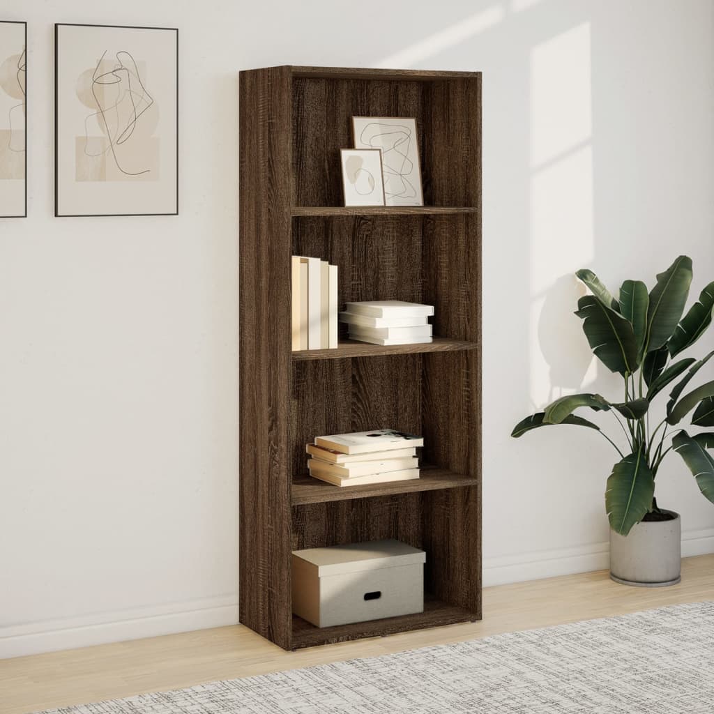 Bookcase, brown oak, 60x30x152 cm, processed wood