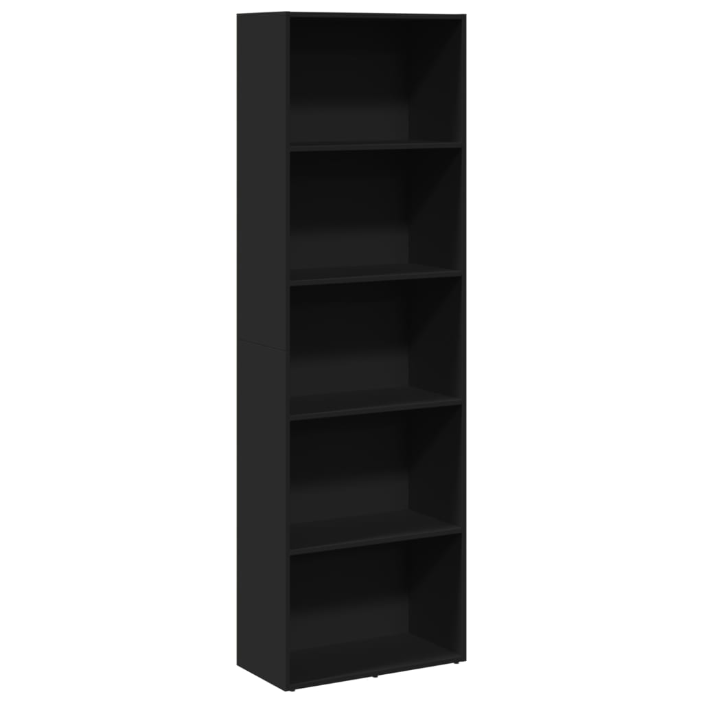 Bookcase, black, 60x30x189 cm, processed wood