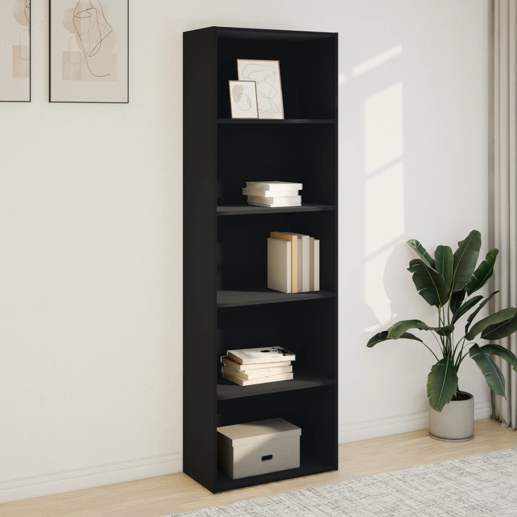 Bookcase, black, 60x30x189 cm, processed wood