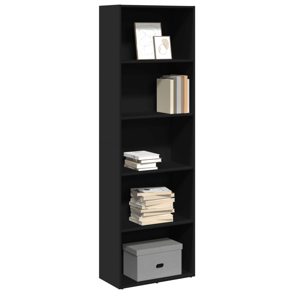 Bookcase, black, 60x30x189 cm, processed wood