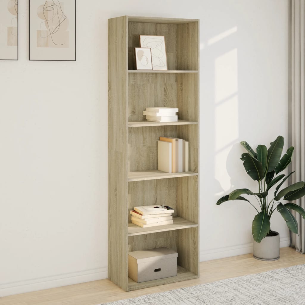 Bookcase, sonoma oak, 60x30x189 cm, processed wood