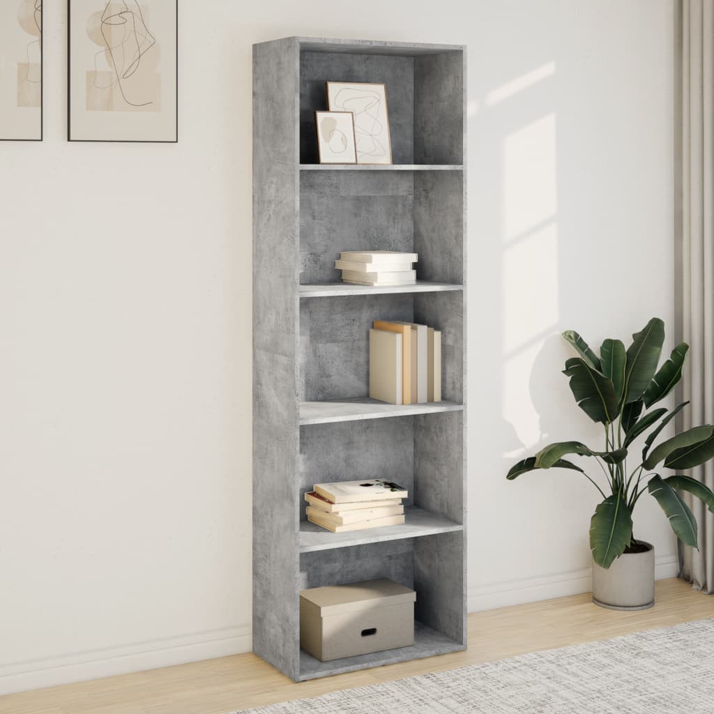 Bookcase, concrete grey, 60x30x189 cm, engineered wood