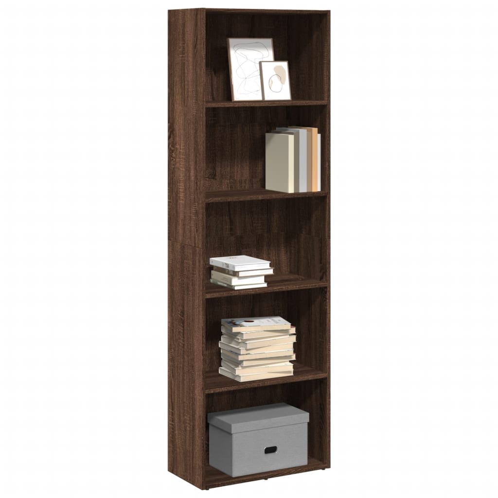 Bookcase, brown oak, 60x30x189 cm, processed wood