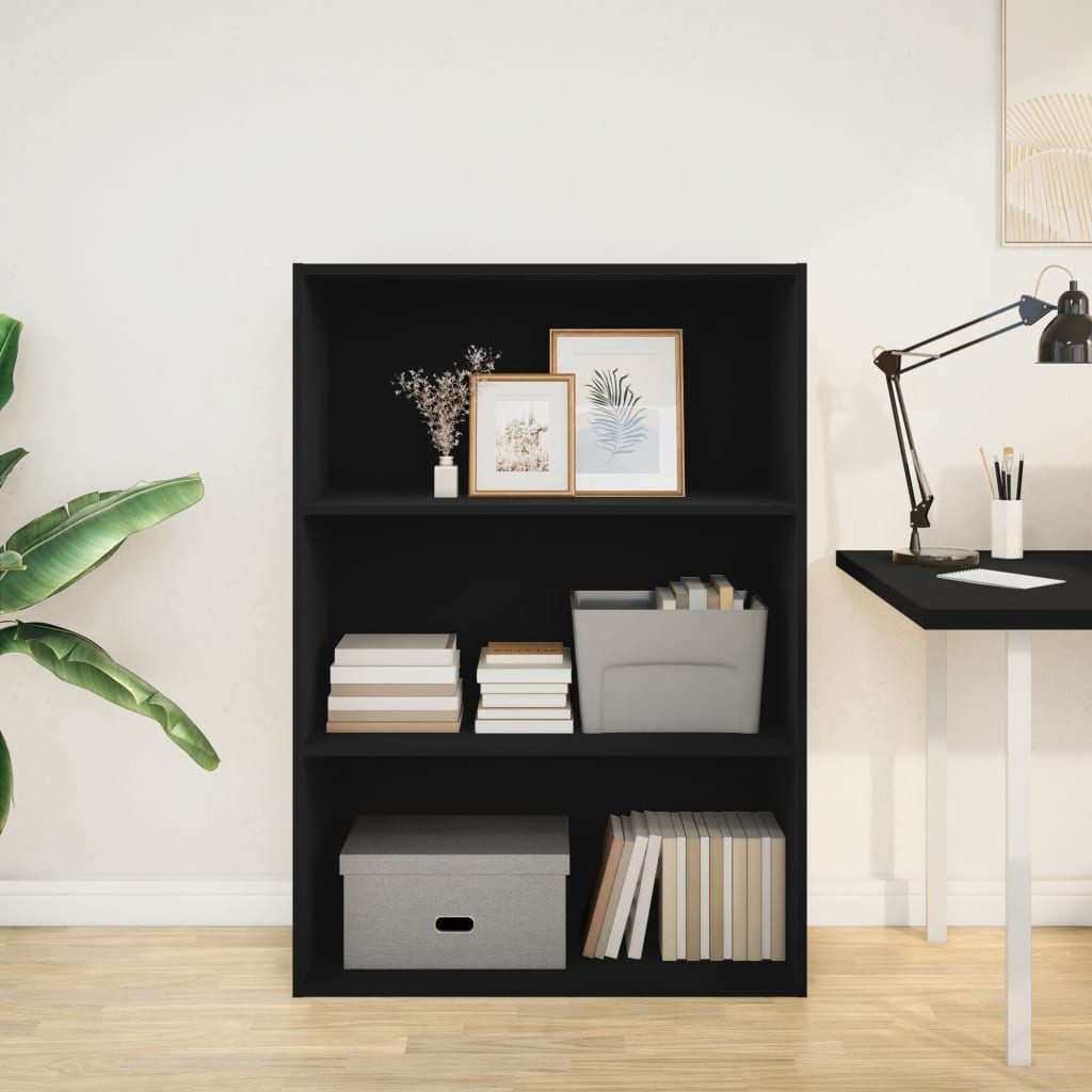 Bookcase, black, 80x30x114 cm, processed wood