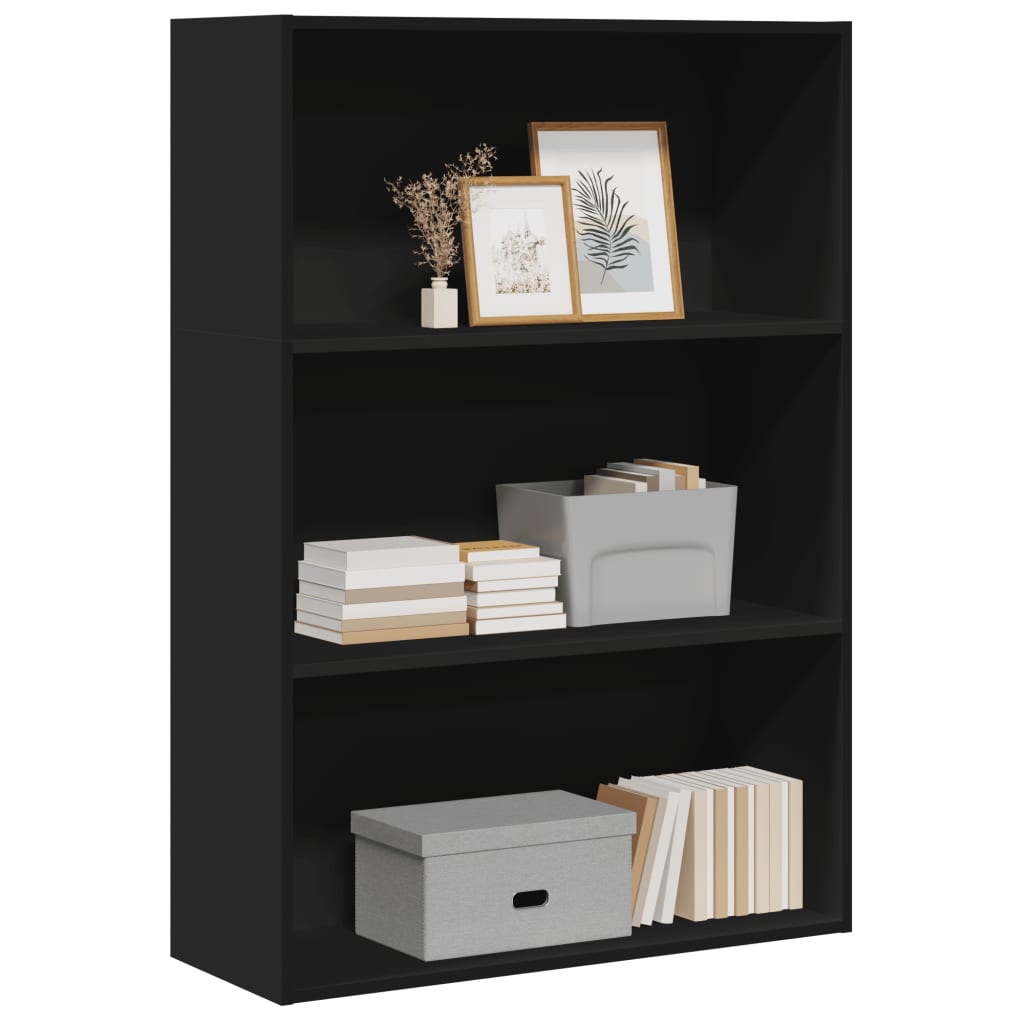 Bookcase, black, 80x30x114 cm, processed wood