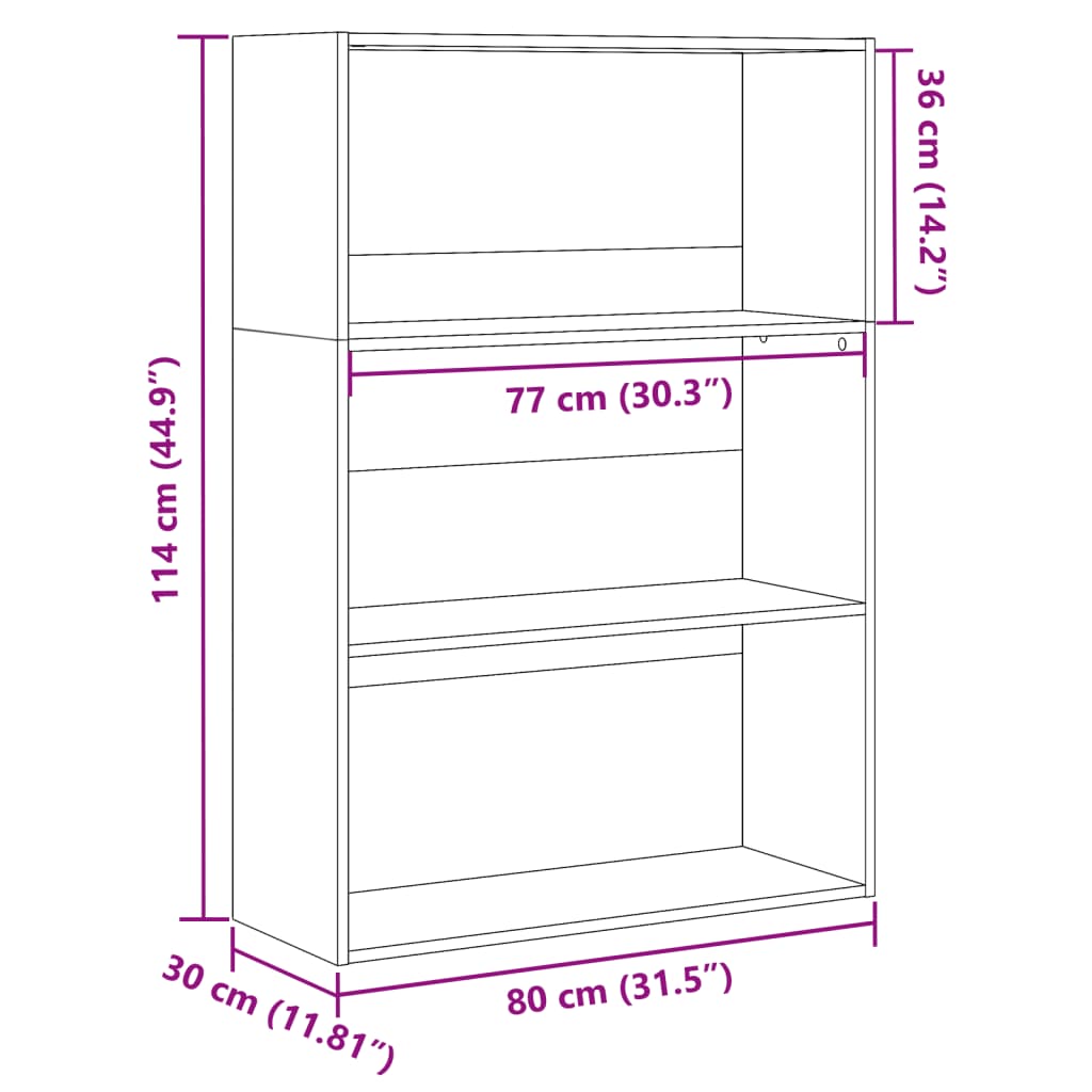 Bookcase, concrete grey, 80x30x114 cm, processed wood