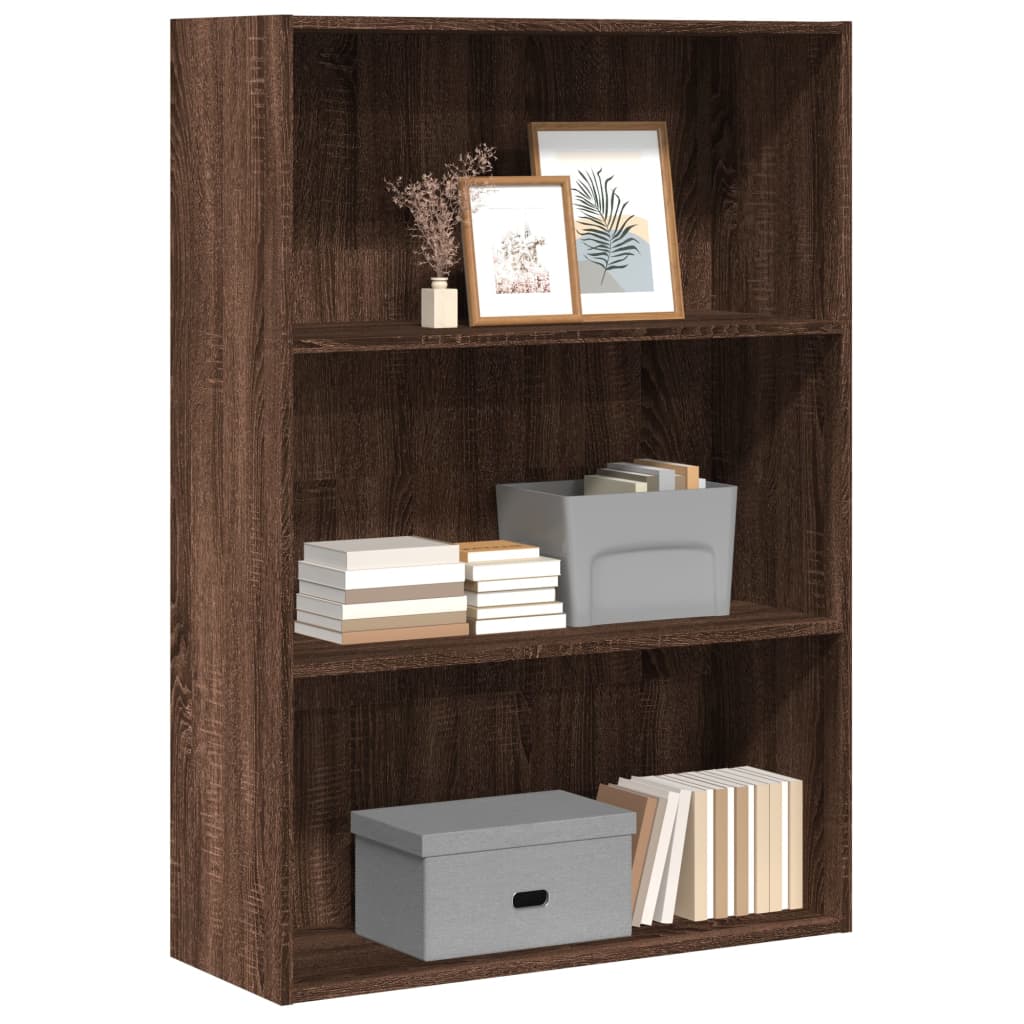 Bookcase, brown oak, 80x30x114 cm, processed wood