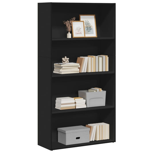 Bookcase, black, 80x30x152 cm, processed wood