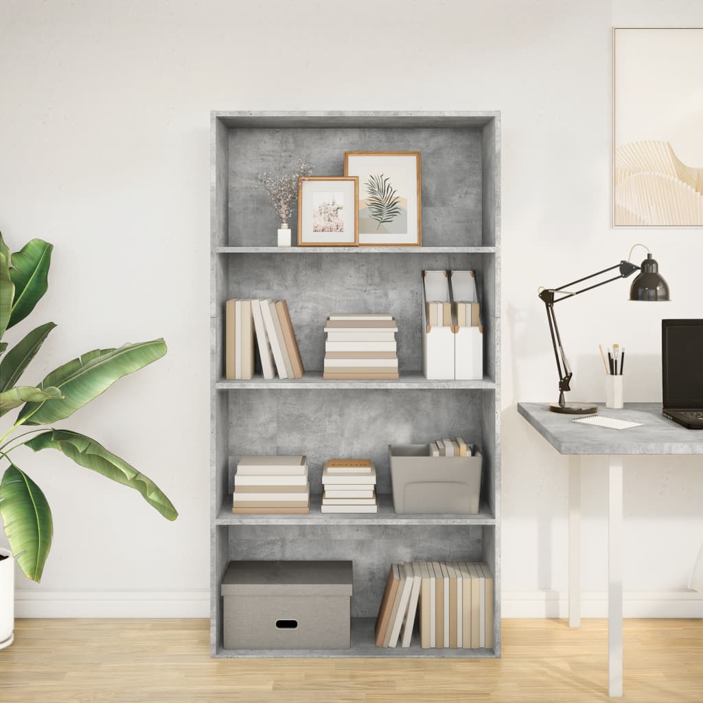 Bookcase, concrete grey, 80x30x152 cm, engineered wood