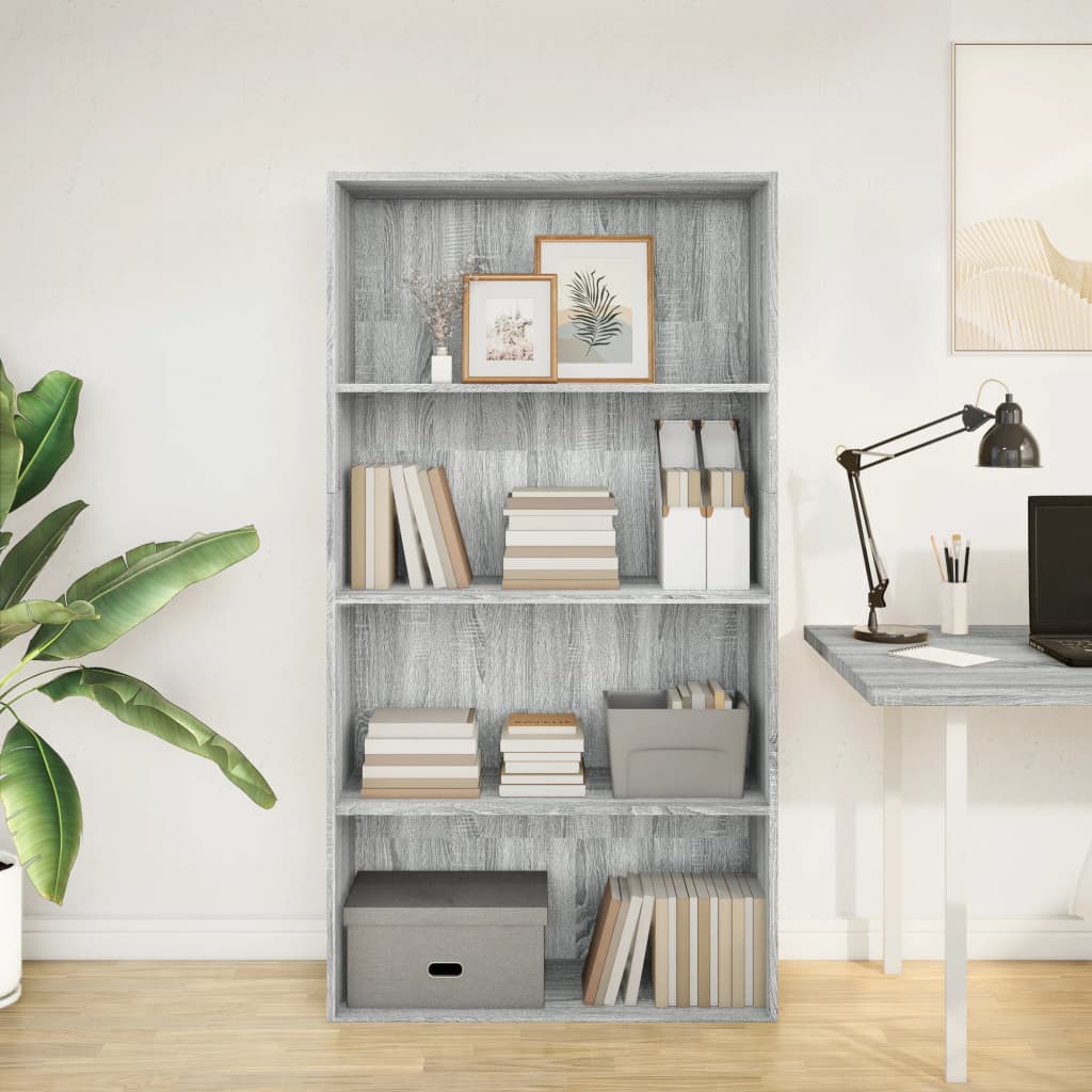 Bookcase, sonoma grey, 80x30x152 cm, engineered wood