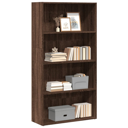 Bookcase, brown oak, 80x30x152 cm, processed wood