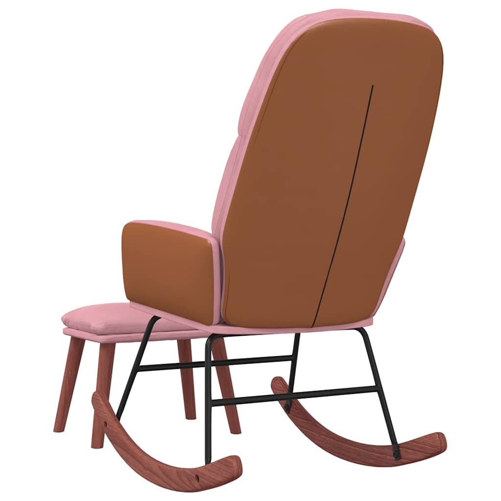 Rocking chair with footrest, pink, velvet