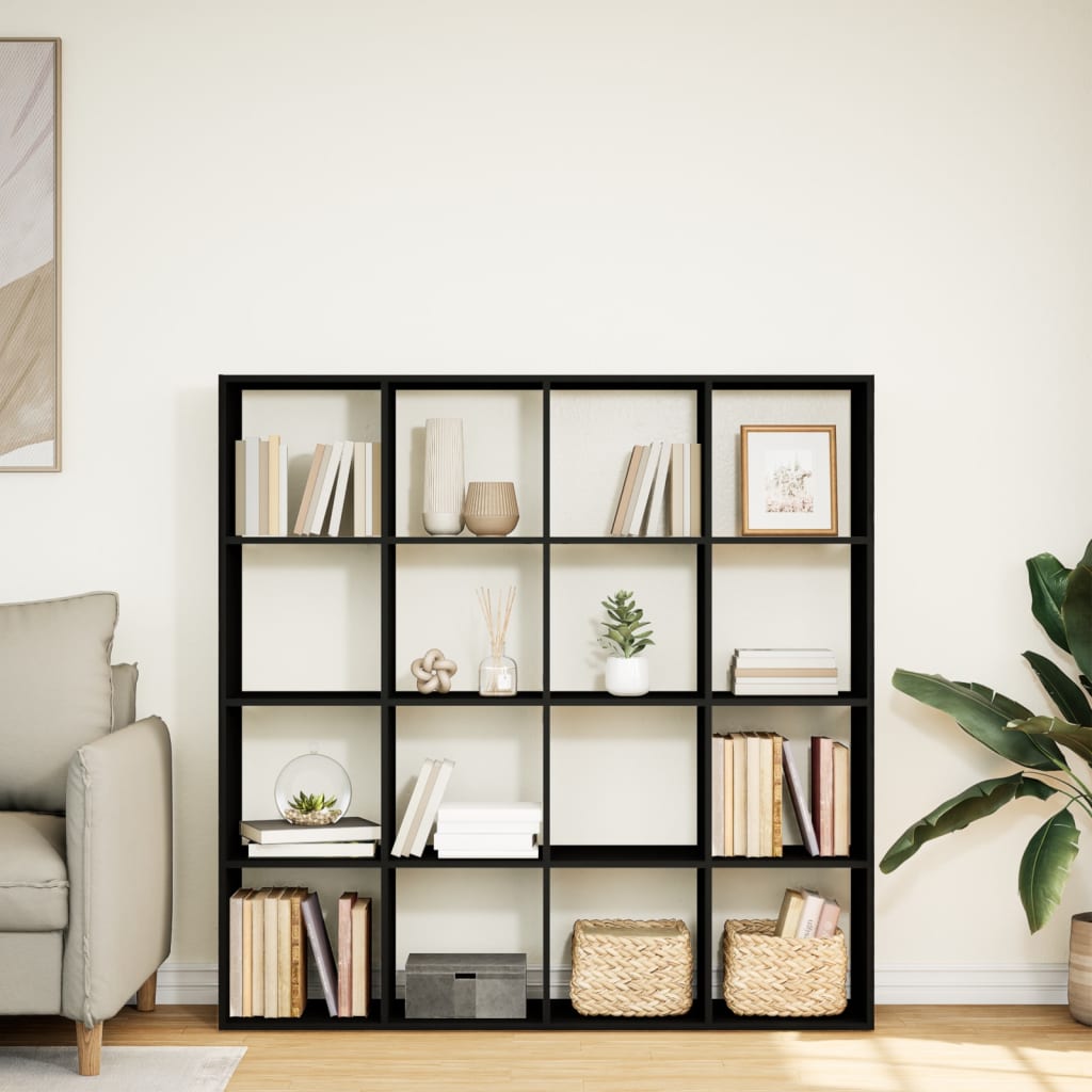 Bookcase, black, 137.5x29x137.5 cm, processed wood