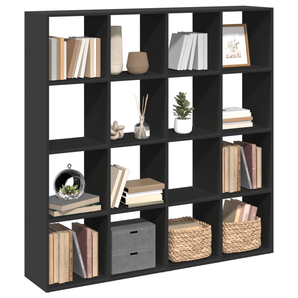 Bookcase, black, 137.5x29x137.5 cm, processed wood