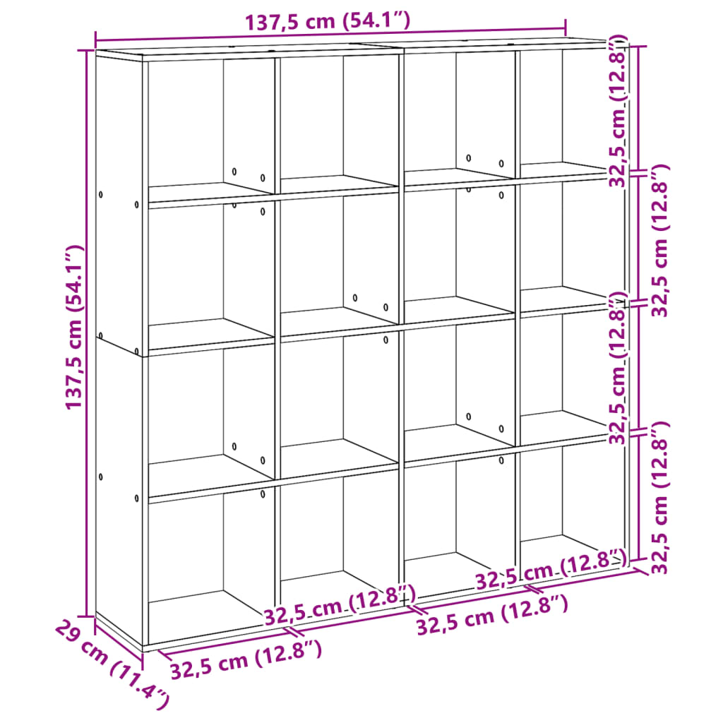 Bookcase, black, 137.5x29x137.5 cm, processed wood