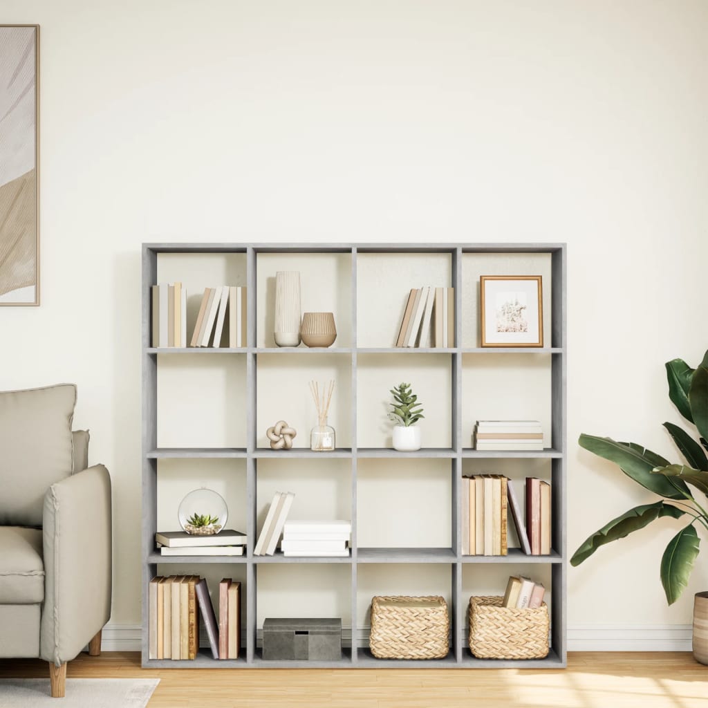 Bookcase, concrete gray, 137.5x29x137.5 cm, processed wood